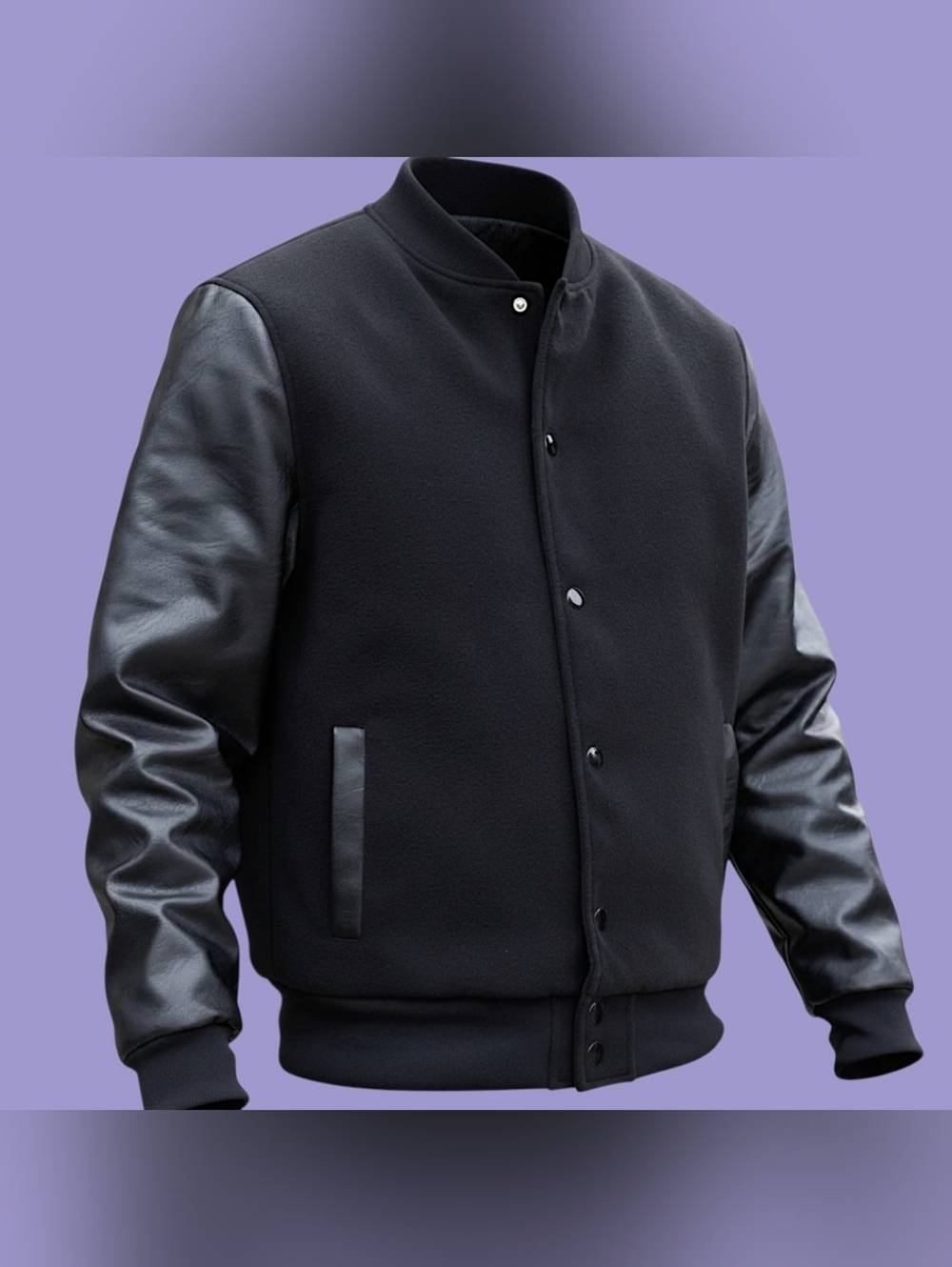 🚹 Victorious 🏆 Classic Melton Varsity Jacket [BLACK] MEN'S ESSENTIAL🔥